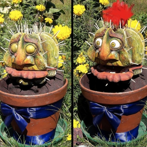 Marionnette en bois, cactus, puppet