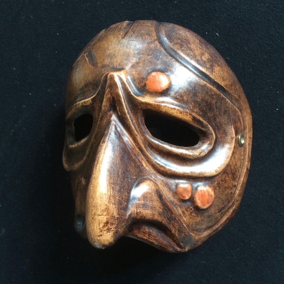 Broche Vintage Années 40 Masques Commedia Dell'arte En Laiton Vieilli - Occasion, Bijou Rétro