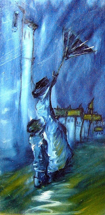 Peinture à l'huile, illustration blue