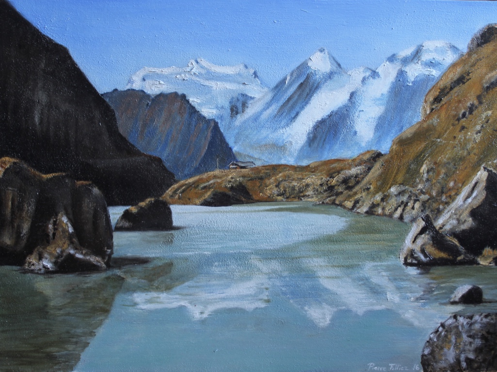 Peinture huile, paysage, nature, Louvie, haut val de bagnes, suisse