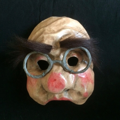 Demi-masque style comédie humaine avec sourcils bruns et lunettes